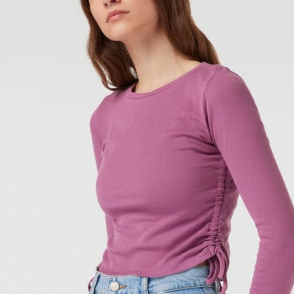 Urban Outfitters BDG Ruched Long Sleeve Crop Top In Pink Size S NWT - Picture 4 of 14